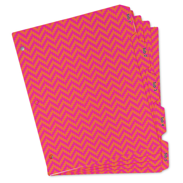 Custom Pink & Orange Chevron Binder Tab Divider Set (Personalized)
