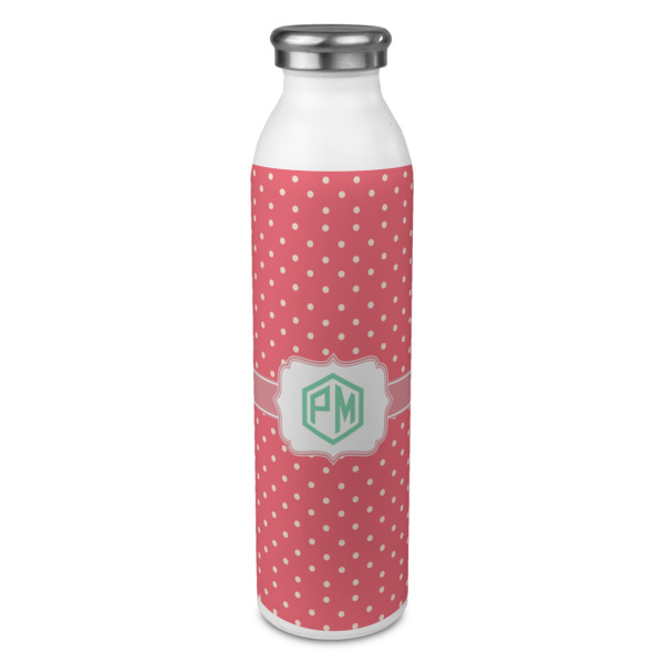 Custom Pink & Orange Chevron 20oz Stainless Steel Water Bottle - Full Print (Personalized)