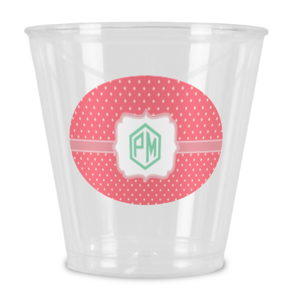 Custom Pink & Orange Chevron Plastic Shot Glass (Personalized)