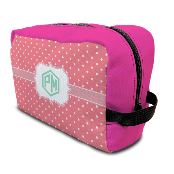 Custom Pink & Orange Chevron Toiletry Bag / Dopp Kit (Personalized)