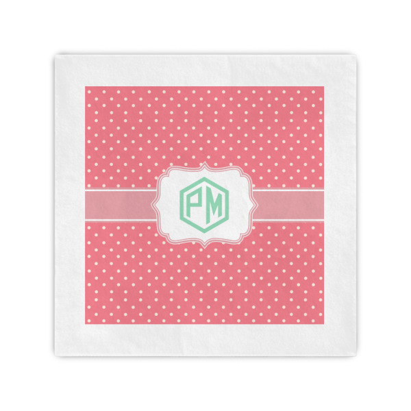 Custom Pink & Orange Chevron Cocktail Napkins (Personalized)