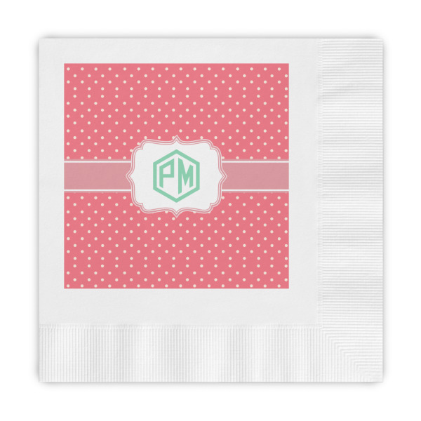 Custom Pink & Orange Chevron Embossed Decorative Napkins (Personalized)