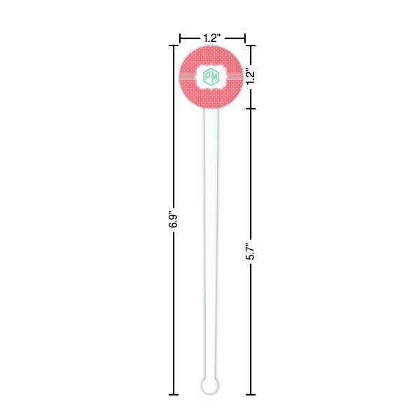 Custom Design - White Plastic 7" Stir Stick - Round - Dimensions