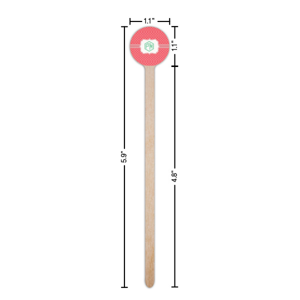 Custom Design - Wooden 6" Stir Stick - Round - Dimensions