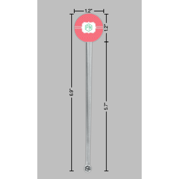 Custom Design - Clear Plastic 7" Stir Stick - Round - Dimensions