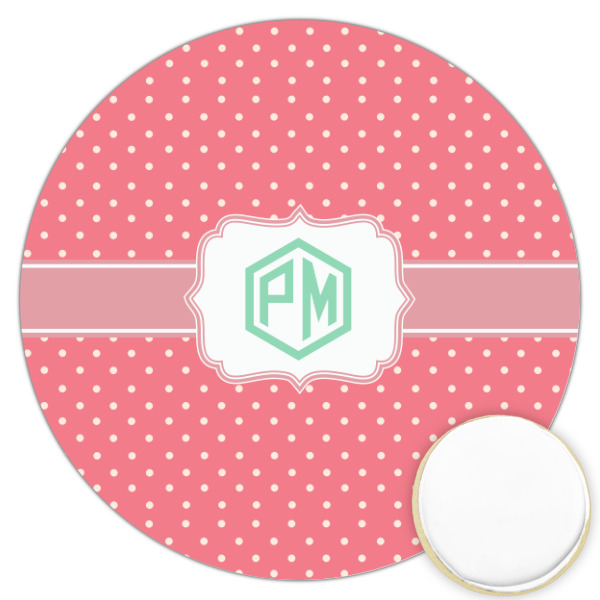 Custom Pink & Orange Chevron Printed Cookie Topper - 3.25" (Personalized)
