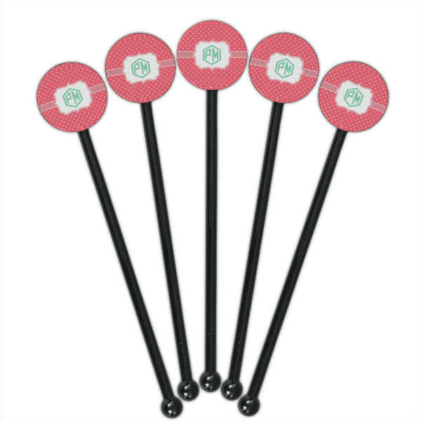 Custom Design - Black Plastic 5.5" Stir Stick - Round - Fan View