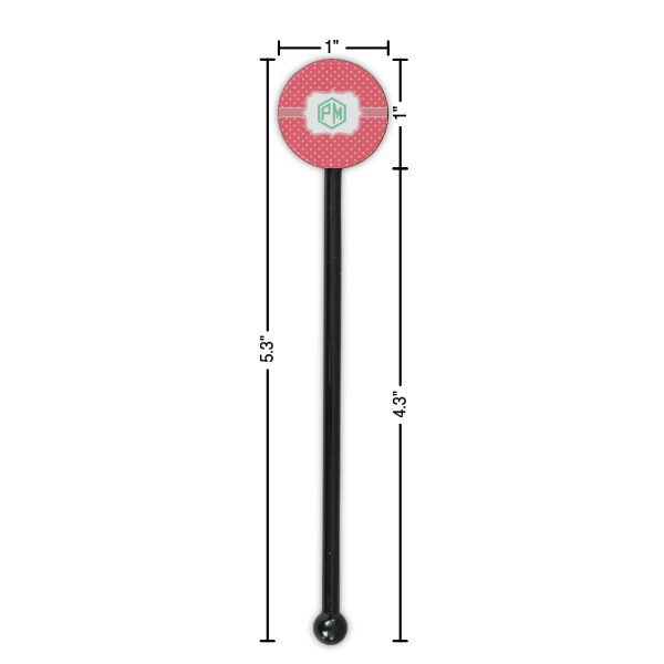 Custom Design - Black Plastic 5.5" Stir Stick - Round - Dimensions