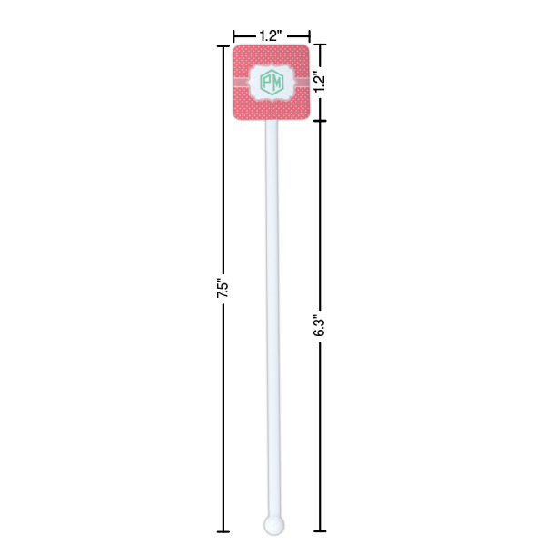 Custom Design - White Plastic Stir Stick - Square - Dimensions