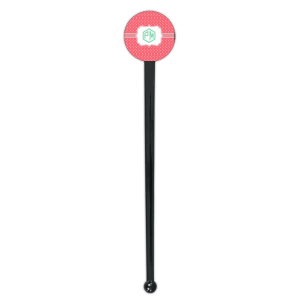 Custom Design - Black Plastic 7" Stir Stick - Round - Single Stick