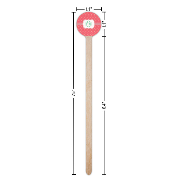Custom Design - Wooden 7.5" Stir Stick - Round - Dimensions