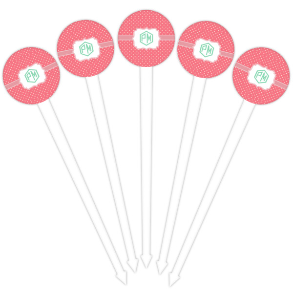 Custom Design - White Plastic 4" Food Pick - Round - Fan View