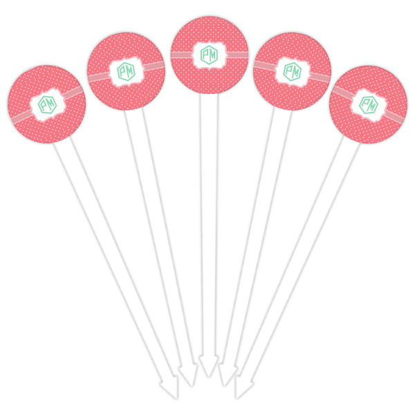 Custom Design - White Plastic 6" Food Pick - Round - Fan View