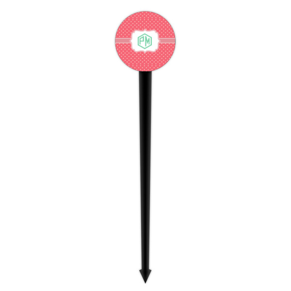 Custom Design - Black Plastic 4" Food Pick - Round - Single Pick