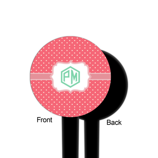 Custom Design - Black Plastic 4" Food Pick - Round - Single Sided - Front & Back