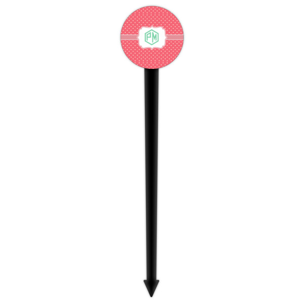 Custom Design - Black Plastic 6" Food Pick - Round - Single Pick