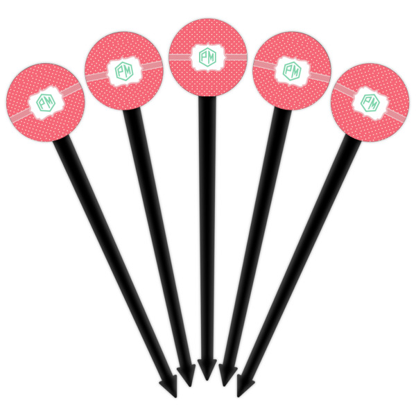 Custom Design - Black Plastic 6" Food Pick - Round - Fan View