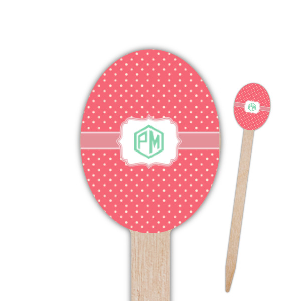 Custom Pink & Orange Chevron Oval Wooden Food Picks (Personalized)