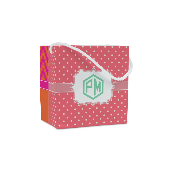 Custom Pink & Orange Chevron Party Favor Gift Bags (Personalized)
