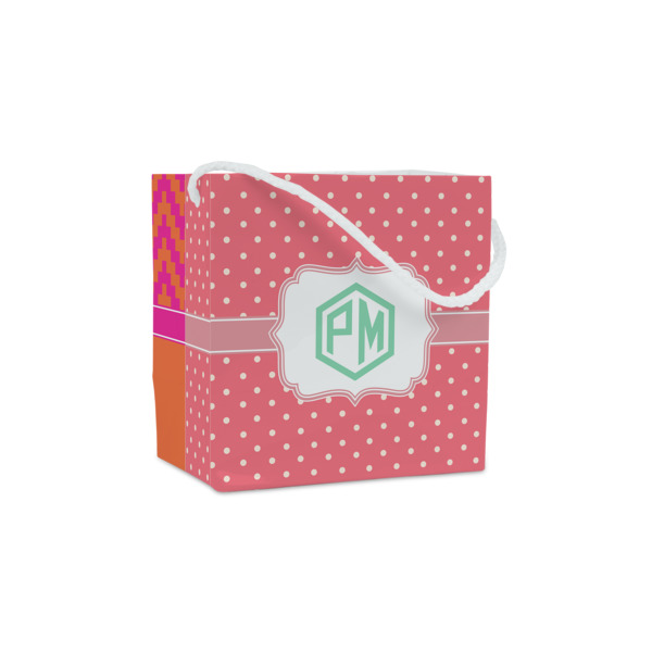 Custom Pink & Orange Chevron Party Favor Gift Bags - Matte (Personalized)
