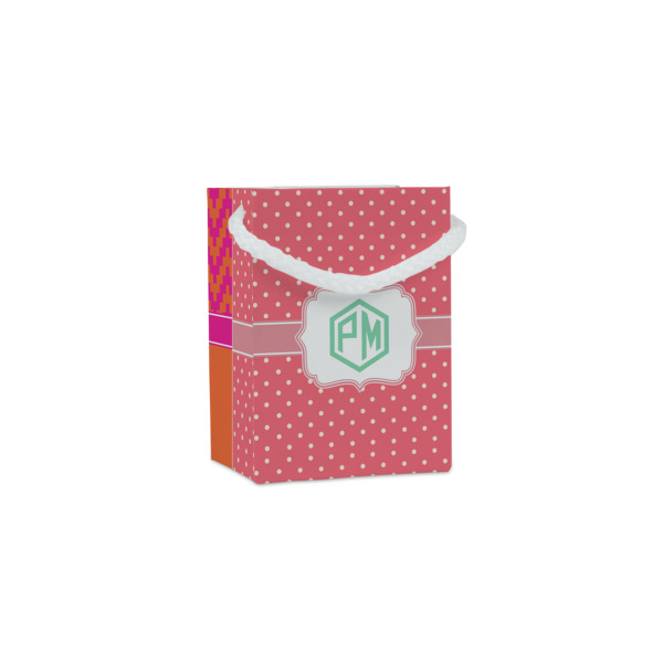 Custom Pink & Orange Chevron Jewelry Gift Bags (Personalized)