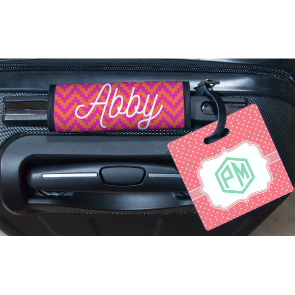 Custom Design - Square Luggage Tag & Handle Wrap - In Context