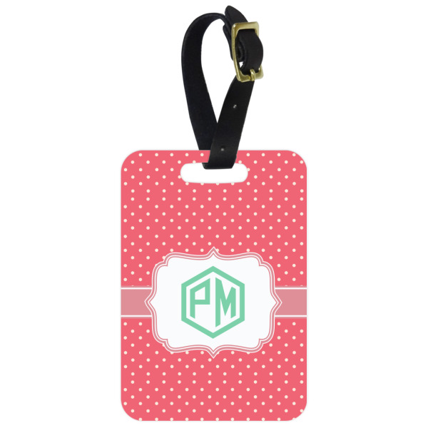 Custom Pink & Orange Chevron Metal Luggage Tag w/ Monogram