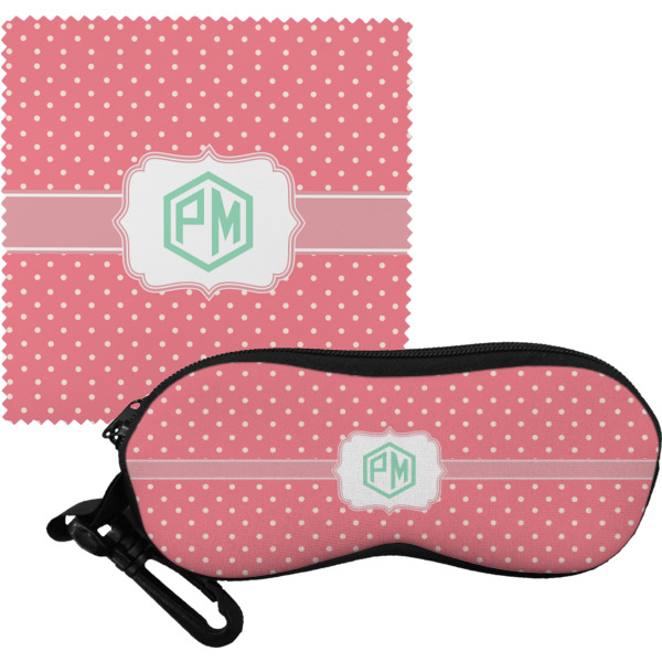 Custom Pink & Orange Chevron Eyeglass Case & Cloth (Personalized)