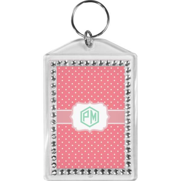 Custom Pink & Orange Chevron Bling Keychain (Personalized)