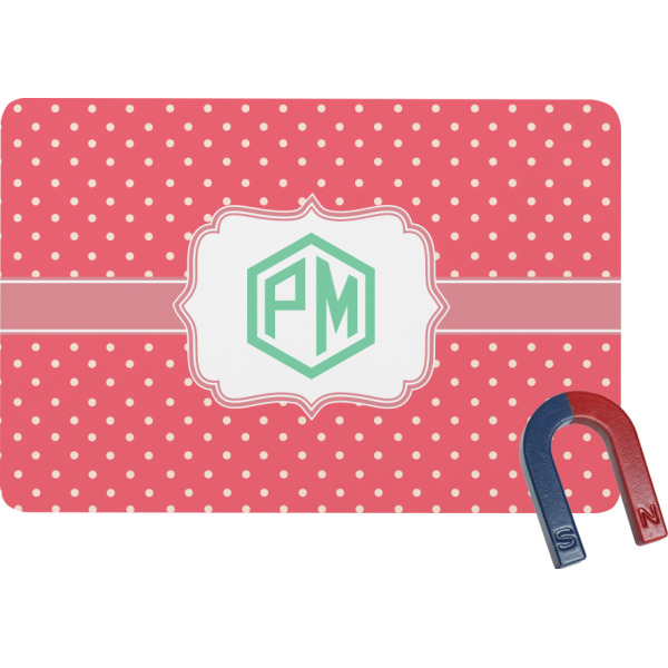 Custom Pink & Orange Chevron Rectangular Fridge Magnet (Personalized)