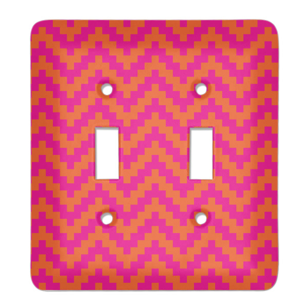 Custom Pink & Orange Chevron Light Switch Cover (2 Toggle Plate)