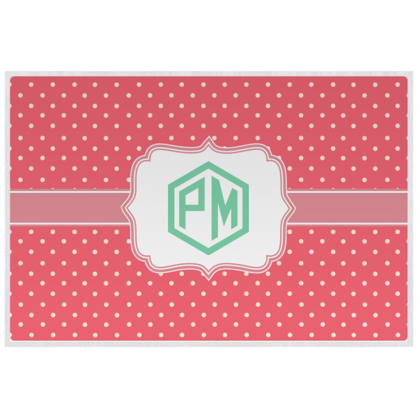 Custom Pink & Orange Chevron Laminated Placemat w/ Monogram