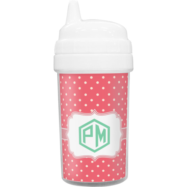 Custom Pink & Orange Chevron Sippy Cup (Personalized)