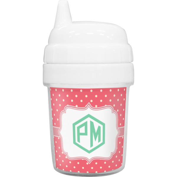 Custom Pink & Orange Chevron Baby Sippy Cup (Personalized)