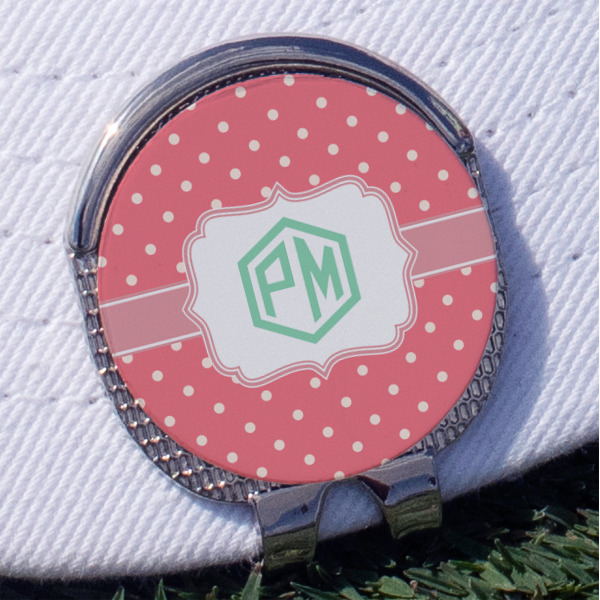 Custom Pink & Orange Chevron Golf Ball Marker - Hat Clip