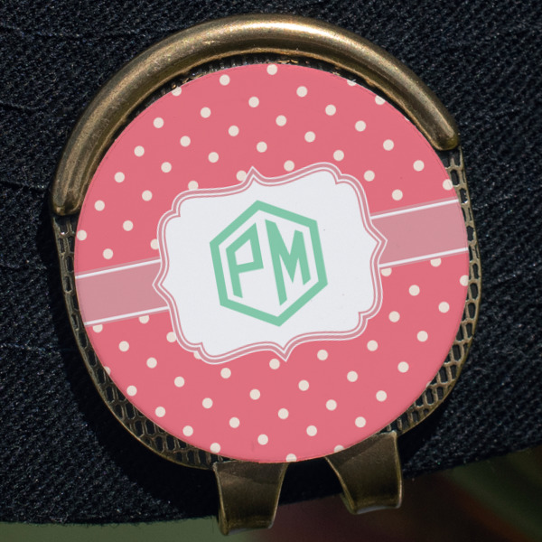 Custom Design - Golf Ball Marker Hat Clip - Gold - Close Up