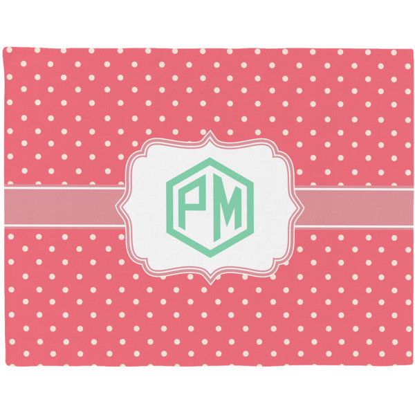 Custom Pink & Orange Chevron Woven Fabric Placemat - Twill w/ Monogram