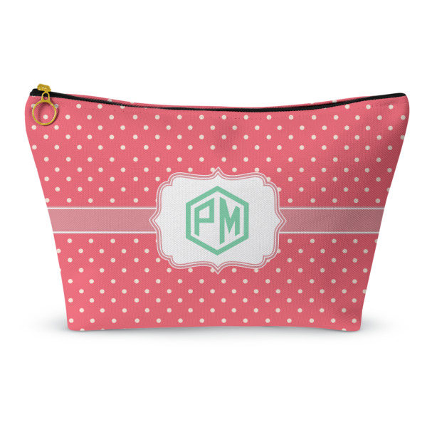 Custom Pink & Orange Chevron Makeup Bag (Personalized)