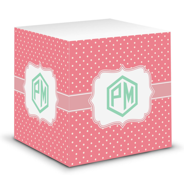 Custom Pink & Orange Chevron Sticky Note Cube (Personalized)