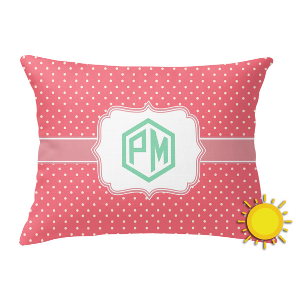 Custom Pink & Orange Chevron Outdoor Throw Pillow (Rectangular) (Personalized)
