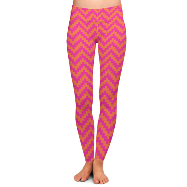 Custom Pink & Orange Chevron Ladies Leggings