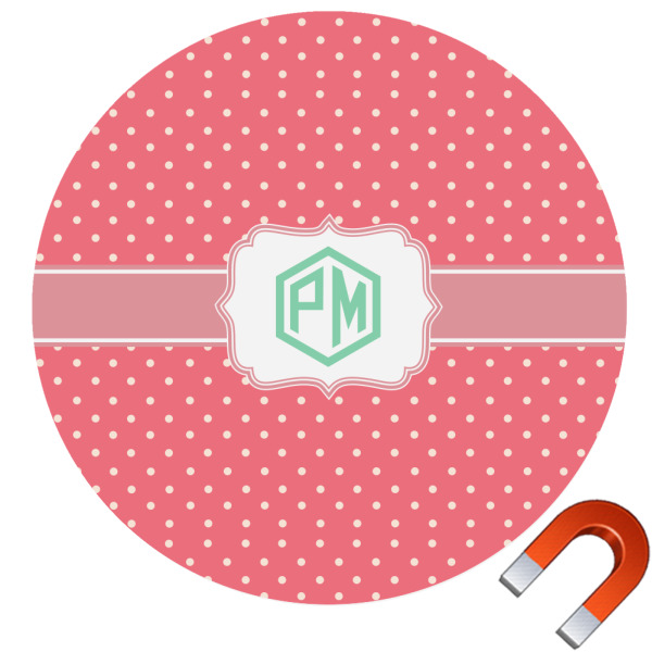 Custom Pink & Orange Chevron Car Magnet (Personalized)