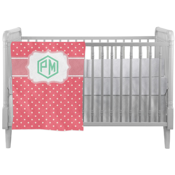 Custom Pink & Orange Chevron Crib Comforter / Quilt (Personalized)