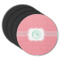 Pink & Orange Chevron Round Rubber Backed Coasters - Set of 4 (Personalized)