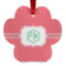 Pink & Orange Chevron Metal Paw Ornament - Double Sided w/ Monogram