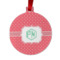 Pink & Orange Chevron Metal Circle Ornament - Double-Sided (Personalized)