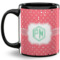 Pink & Orange Chevron 11 Oz Coffee Mug - Black (Personalized)