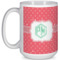Pink & Orange Chevron 15 Oz Coffee Mug - White (Personalized)