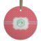 Pink & Orange Chevron Flat Glass Ornament - Round w/ Monogram