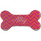 Pink & Orange Chevron Ceramic Dog Ornament - Front w/ Monogram